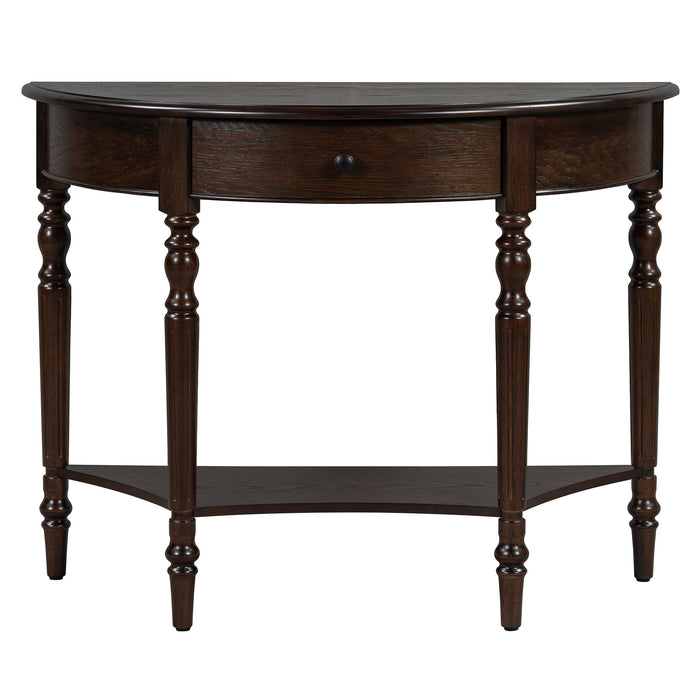 Half Moon Console Table With Drawer & Shelf Hearth and Haven