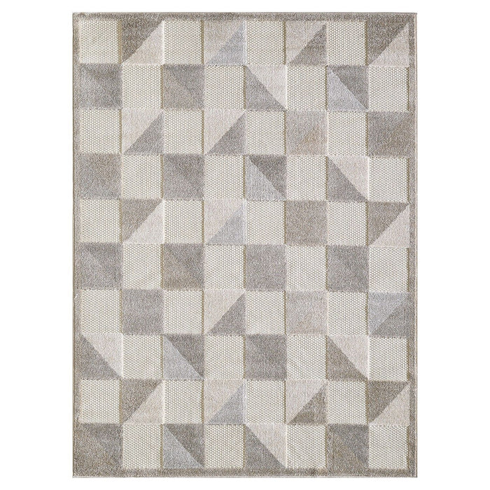 5' X 7' Geometric Stain Resistant Indoor & Outdoor Area Rug - Gray