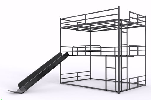 Twin Size House Loft Bed With Slide And Ladder - Black Home Essentials