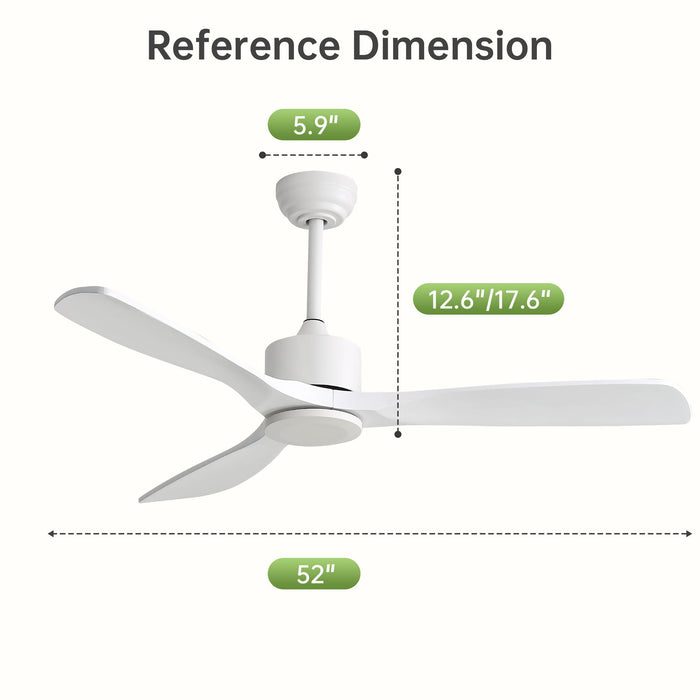 52" All Ceiling Fan With DC Reversible Motor, 3 Blades Daily Nest