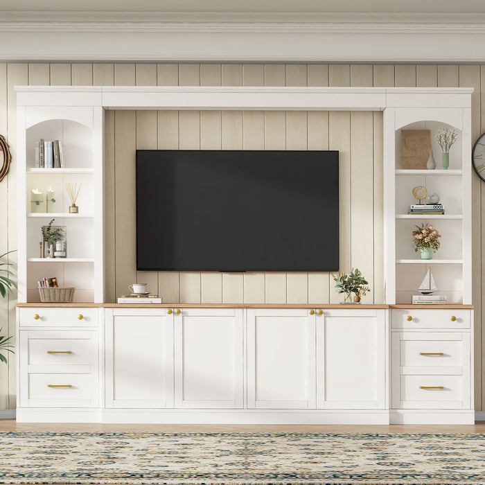 Arched Entertainment Center Wall Unit With Bookshelf, Retro Large TV Stand Hearth and Haven