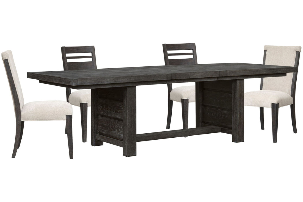 Plum Creek - 5 Piece Extendable Trestle Dining Table Set Magnussen Furniture