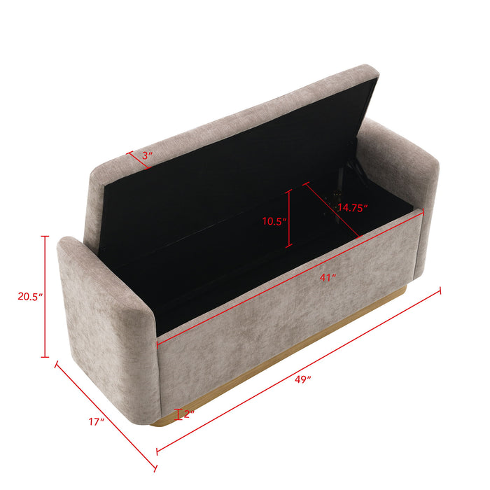 Upholstered Storage Bench With Safety Hinge Home Essentials