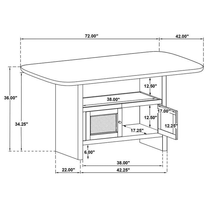 Kimpton - Counter Height Dining Table With Storage Cabinet And Shelves - Beige Furniture Max