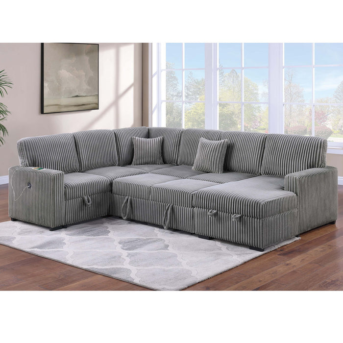 Convertible Sectional Upholstered Sleeper Sofa With Storage Chaise Home Essentials