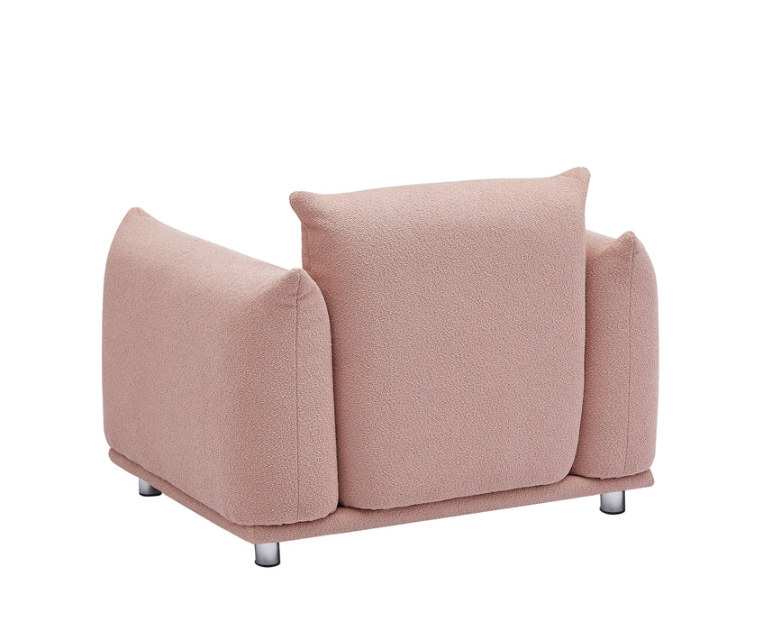 3 / 1 Oversized Loveseat Sofa For Living Room, Sherpa Sofa With Metal Legs, 3 Seater Sofa, Solid Wood Frame Couch With 2 Pillows, For Apartment Office Living Room Pink