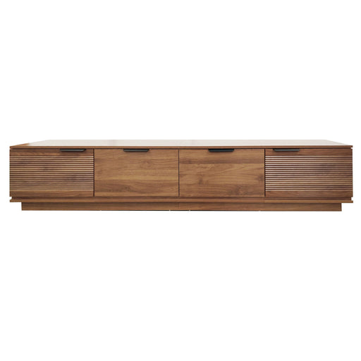 TV Stand, Entertainment Center & Fluted Door & Cable Management, Soft Closing Hinges - Walnut Hearth and Haven