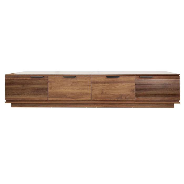 TV Stand, Entertainment Center & Fluted Door & Cable Management, Soft Closing Hinges - Walnut Hearth and Haven