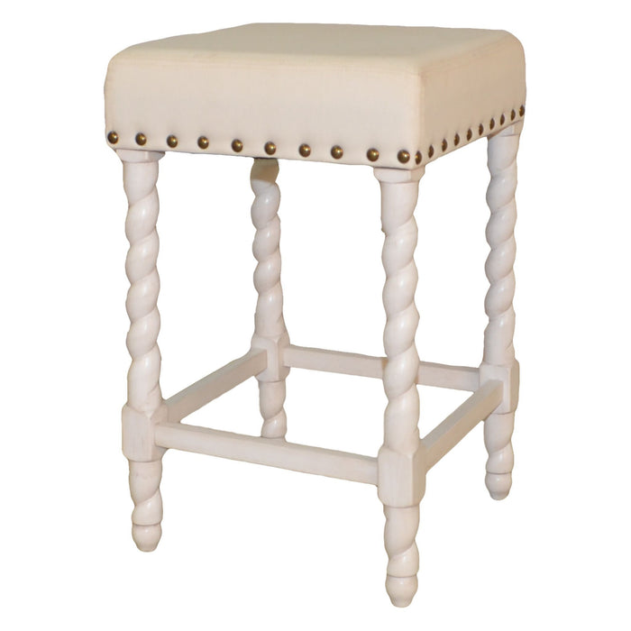 Backless Counter Height Bar Chair With Footrest 24" - Cream and White
