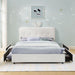 Upholstered Bed With Oversized Rabbit Ear Headboard, LED Lights & 4 Storage Drawers Home Essentials