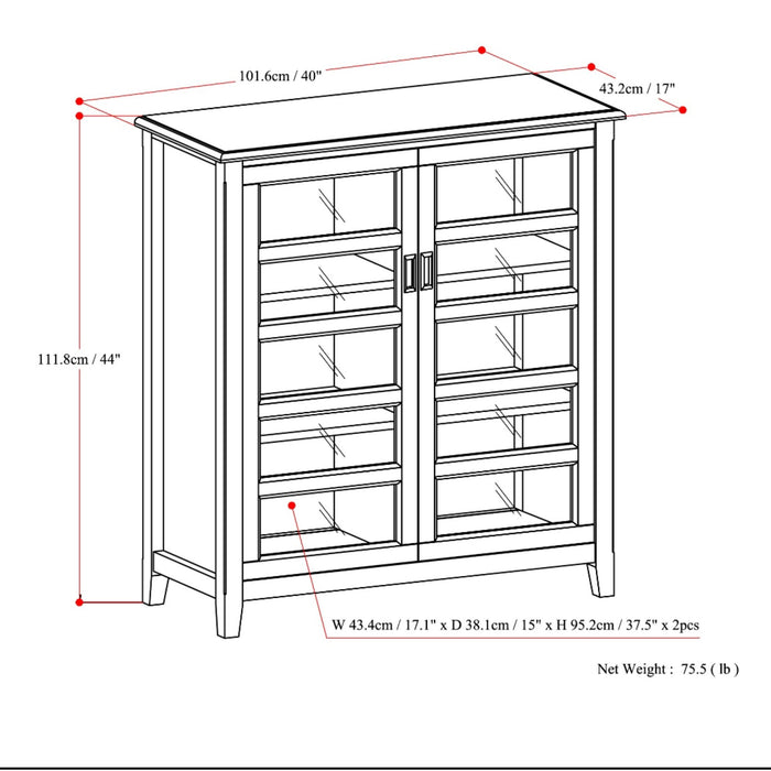 Burlington - Medium Storage Cabinet - Mahogany Brown Simpli-Home