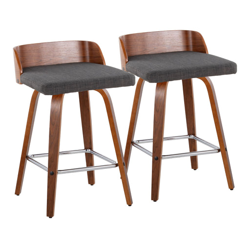 Maya - Mid Century Modern Fixed Height Counter Stool & Swivel With Square Footrest (Set of 2) Lumi Source