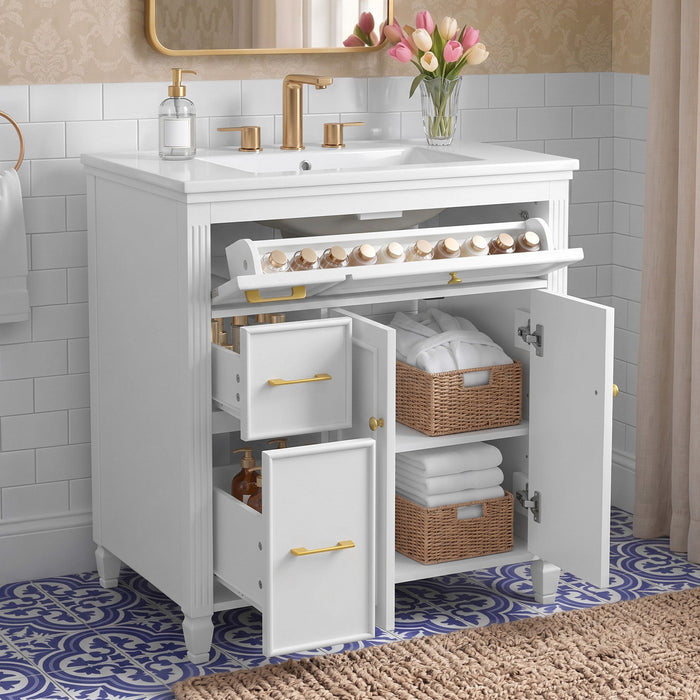 Freestanding Bathroom Vanity With Sink, Soft Close Door, Tip Out Drawer Noble House