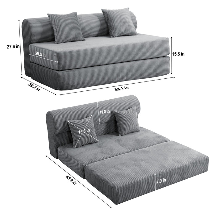 Convertible Sofa Bed, 2 Seater Fold Out Floor Couch Home Essentials