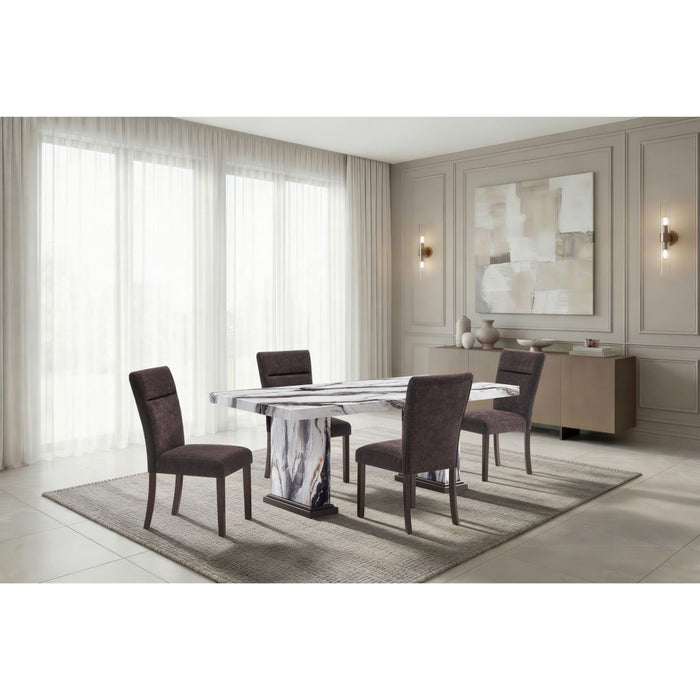 Dining Table With Double Pedestal Base - Black White Global Furniture USA