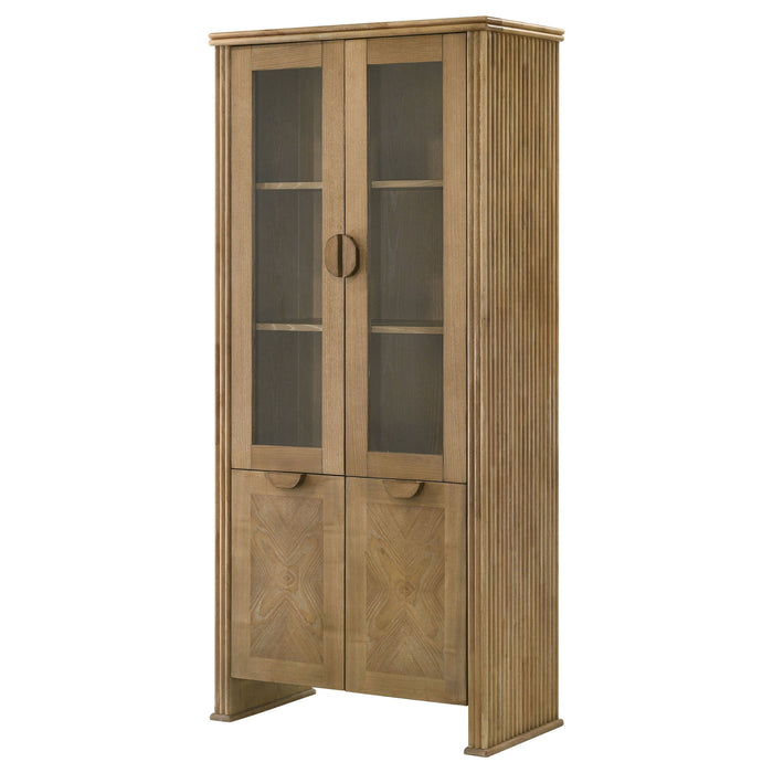 Dreydon - 4 Door Display Cabinet - Light Brown Furniture Max