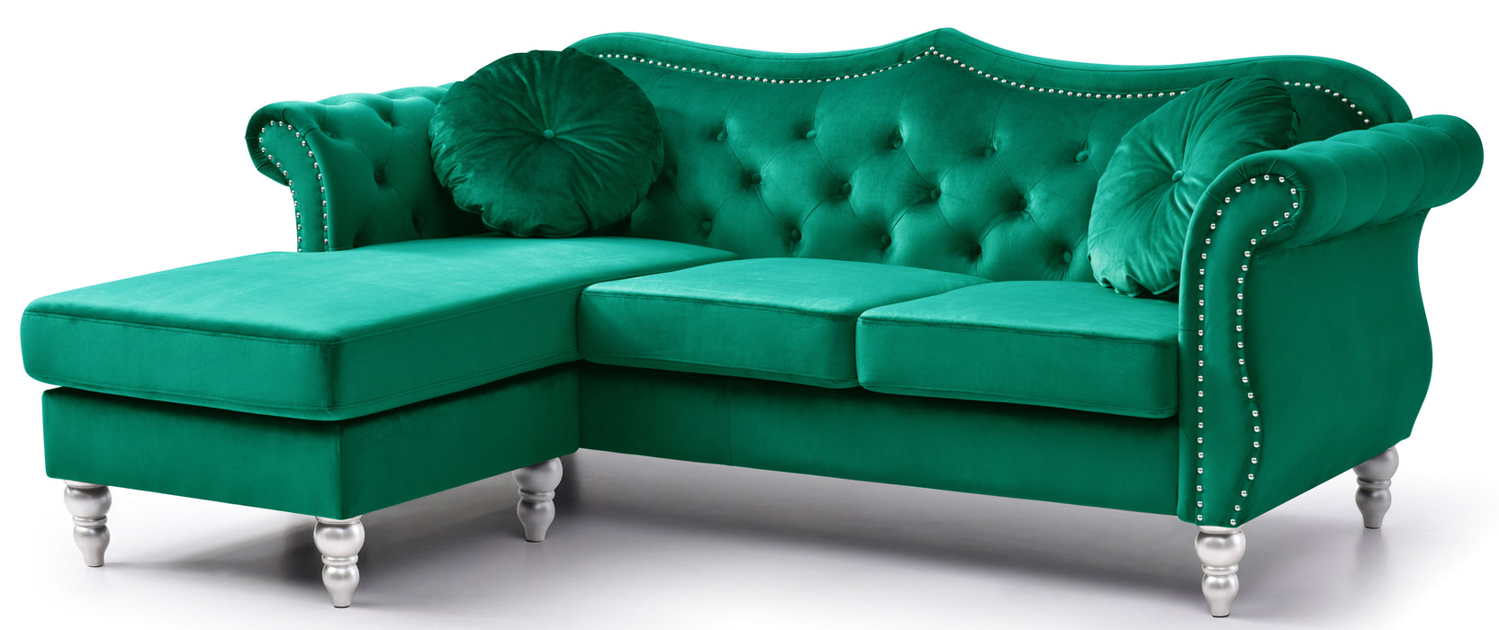 Glory Furniture Hollywood Sofa Chaise, Green