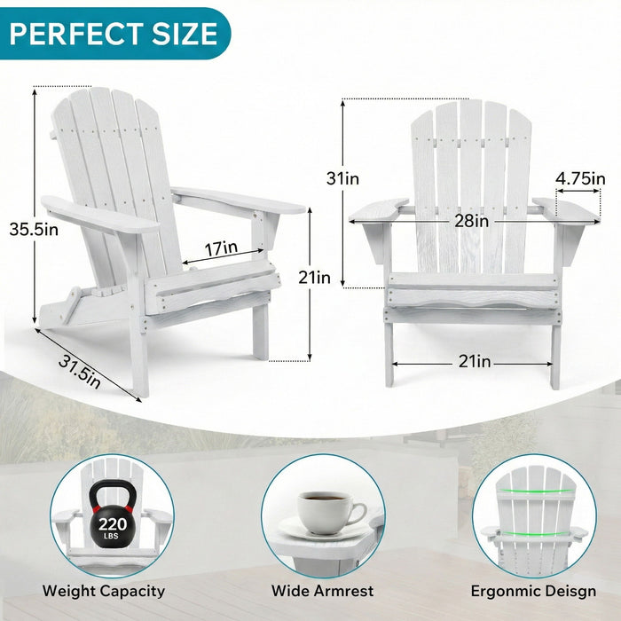 Folding Adirondack Lounge Chair With Embossed Grain Texture Home Essentials