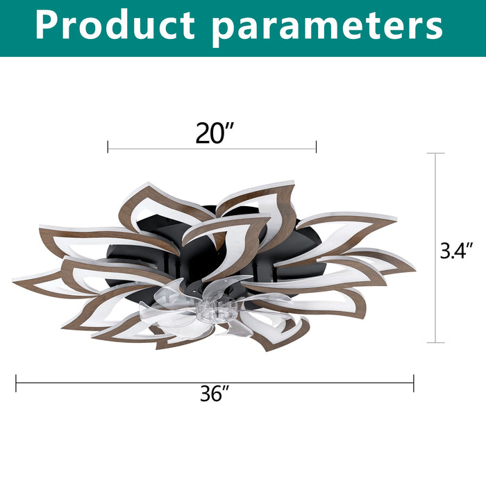 Ceiling Fan With Remote Control And Lights, 6 Speeds, 3 Color Temperatures, Low Profile Flush Mount Daily Nest