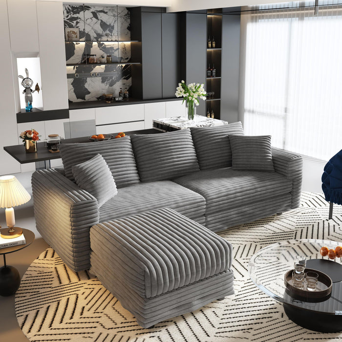 Deep Seat Convertible Sofa With Soft Pillows And Ottomans Home Essentials