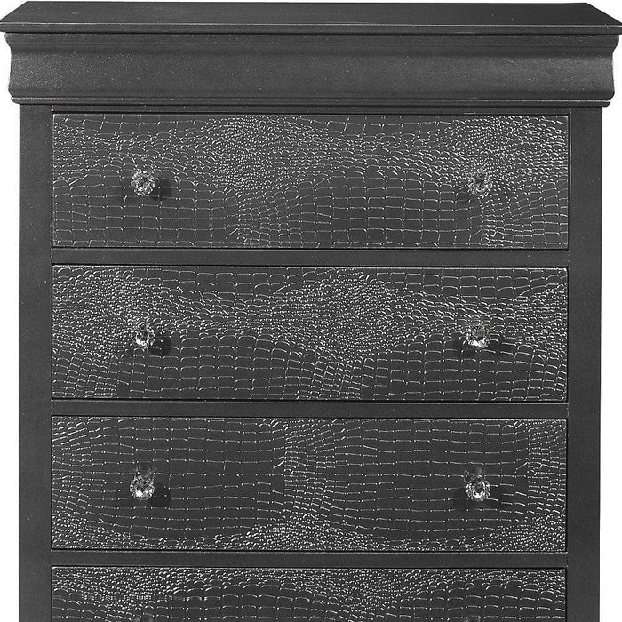 Solid Wood Five Drawer Chest - Metallic Gray