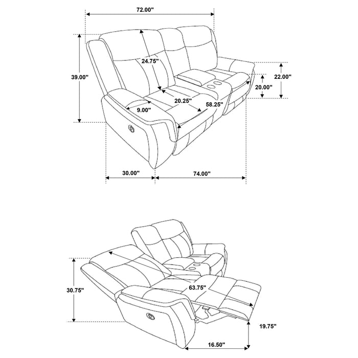 Franklin - Upholstered Padded Arm Reclining Loveseat With Center Console - Charcoal Furniture Max