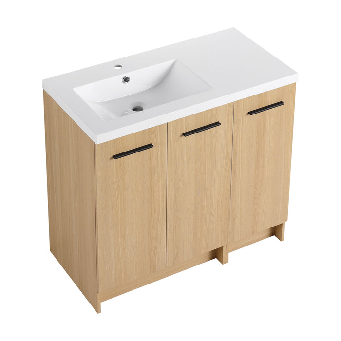 Wall Mounted Floating Bathroom Vanity With Sink, 3 Door Modular Cabinet Home Essentials