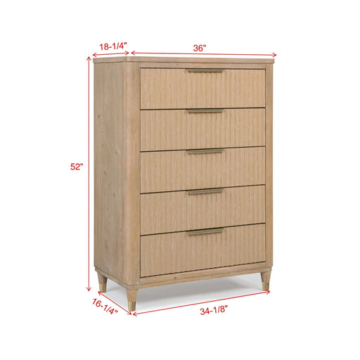 Tall Chest With Full Extension Glides And Accents, Storage Cabinet - Natural Wood Home Essentials