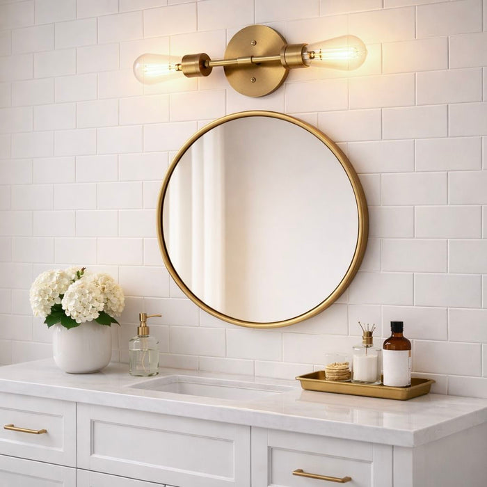 Reverie - Double Lights Bathroom Wall Sconce Over Mirror - Clear / Gold Ashcroft Furniture