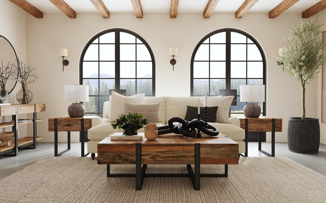 Prescott - Modern Reclaimed Wood Rectangular Sofa Table - Rustic Honey Magnussen Furniture