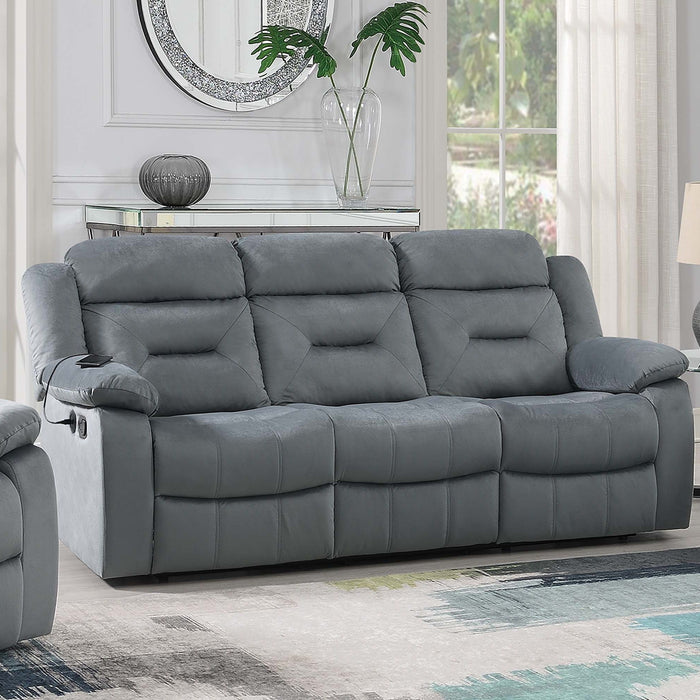 Modern Recliner Sofa With Pillow Arms, Plush Backrest, Horizontal Tufting, USB Charging Port Home Essentials