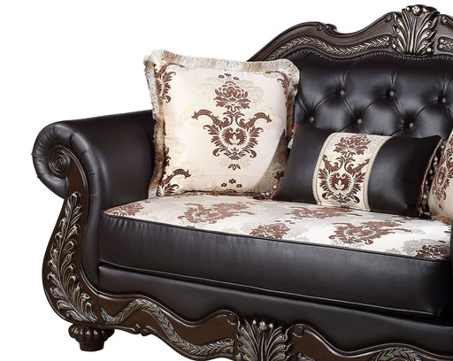 Maximus - Loveseat Frame, Cushion, Arms, Legs & 3 Pillows - Dark Brown New Classic