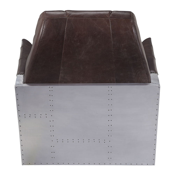 Brancaster - Accent Chair - Espresso Top Grain Leather & Aluminum ACME