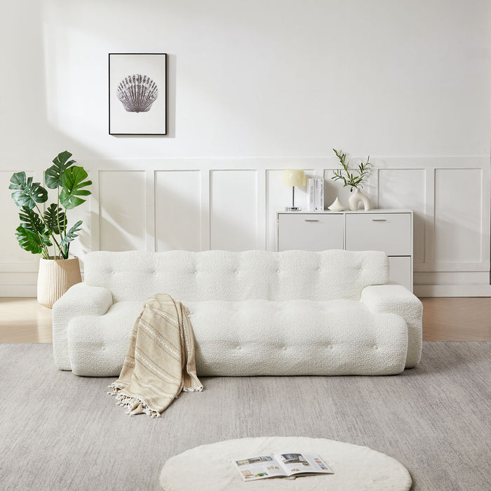 Cloud Series Minimalist Button Tufted Square Arm 3 Seater Sofa Home Essentials