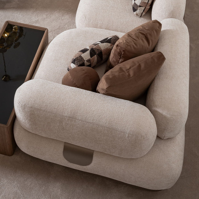 Bristol Point - Corner Chair - Fawn / Saddle Brown Michael Amini
