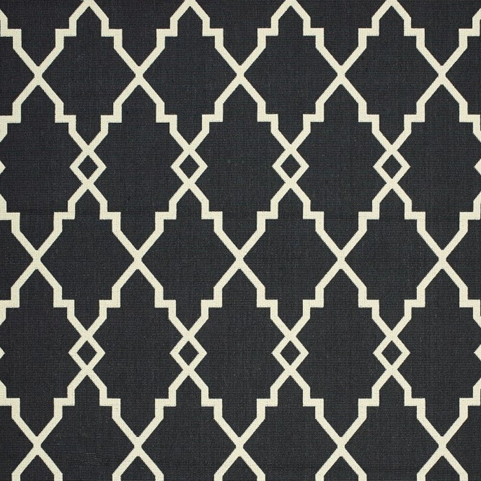 8' X 11' Indoor Outdoor Area Rug - Black / Ivory