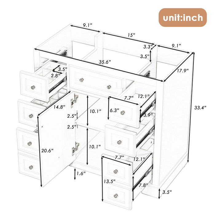 Modern Bathroom Vanity Base Only With 1 Cabinet And 6 Drawers Hearth and Haven