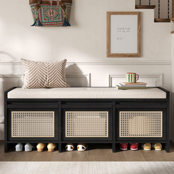 Entryway Shoe Bench With Drawers & Button Tufted Cushion Hearth and Haven