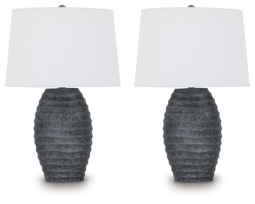 Caronick - Poly Table Lamp (Set of 2) - Antique Silver Finish Signature Design by Ashley®