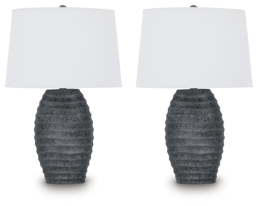 Caronick - Poly Table Lamp (Set of 2) - Antique Silver Finish Signature Design by Ashley®