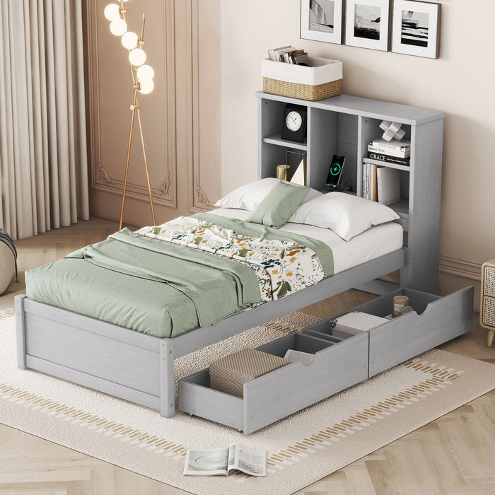 Bed Frame With Built In USB Port And 2 Drawers Home Essentials