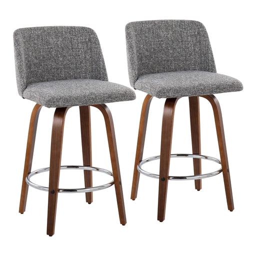 Toriano - Mid-Century Modern Fixed Height Counter Stool With Round Footrest (Set of 2) Lumi Source