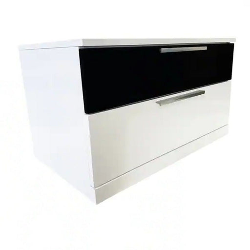 2 Drawer Nightstand, Bedside Table - White / Black Home Essentials
