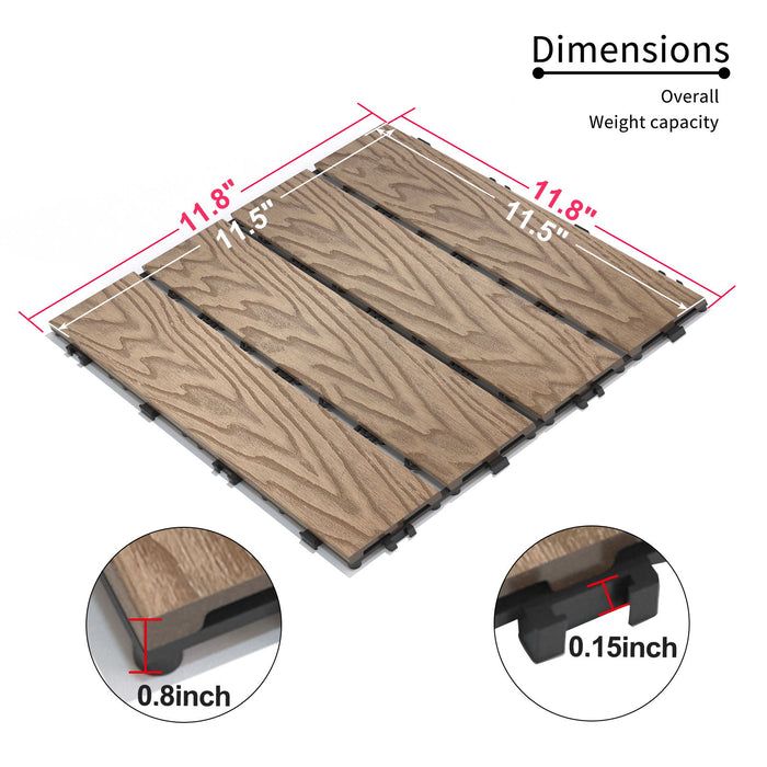 Patio Deck Tiles, Interlocking Diy Flooring For Indoor / Outdoor Use (Set of 22) - Teak Daily Nest