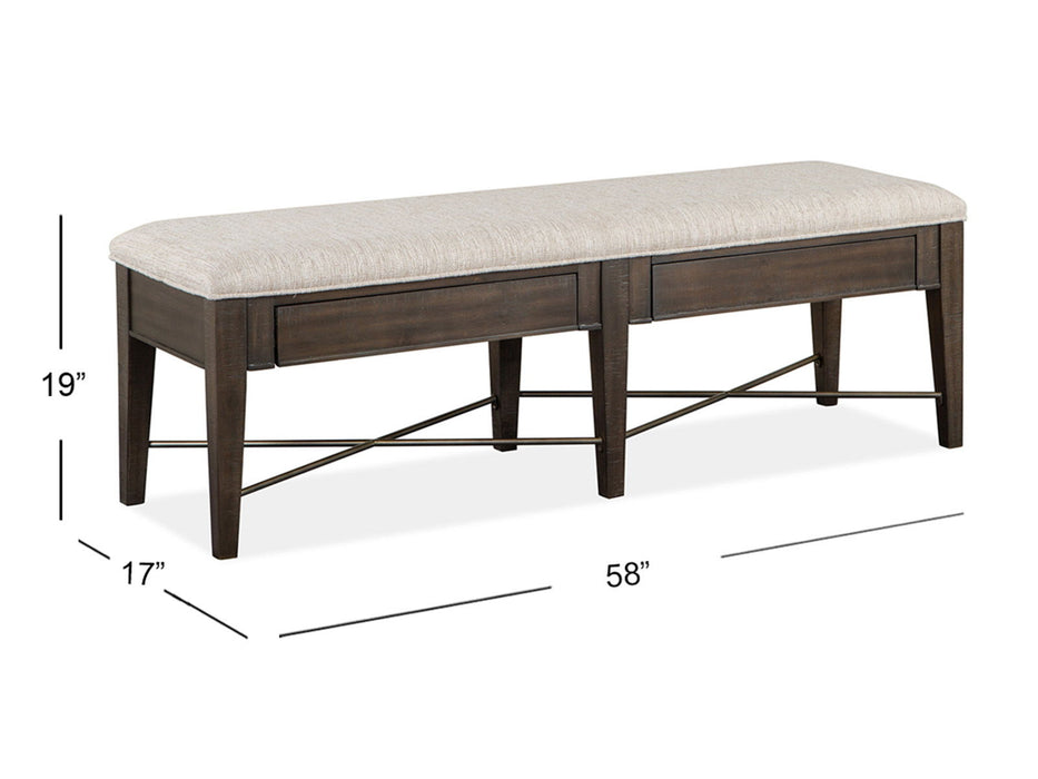 Westley Falls - Bench With Upholstered Seat - Graphite Magnussen Furniture