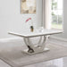 Allessandra - Rectangular U-Shaped Base Dining Table - White / Silver Furniture Max