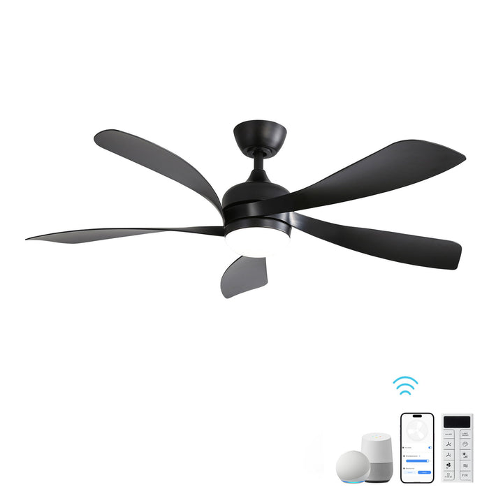 52" Low Profile Ceiling Fan With Remote Control Lights DC Motor For Patio Living Room - Black Daily Nest