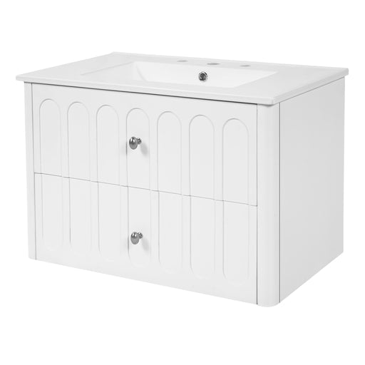 Floating Bathroom Vanity With Oval Knobs & Round Edge, Soft Close Drawer Slides Hearth and Haven