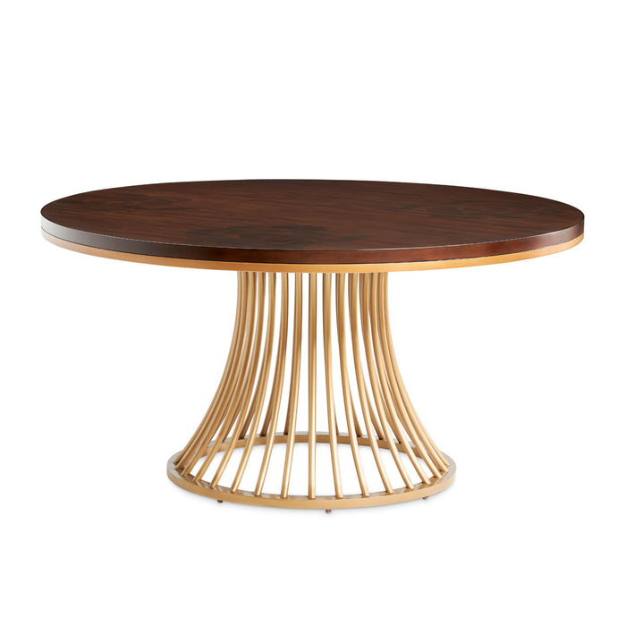 Camellia Field - Round Dining Table - Dark Brown / Gold