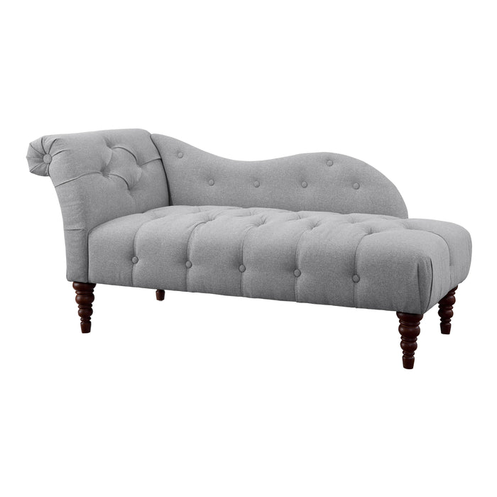 1 Piece Modern Traditional Chaise Button Tufted Detail Dove Gray Upholstery Style Comfort Living Room Furniture Espresso Finish Legs